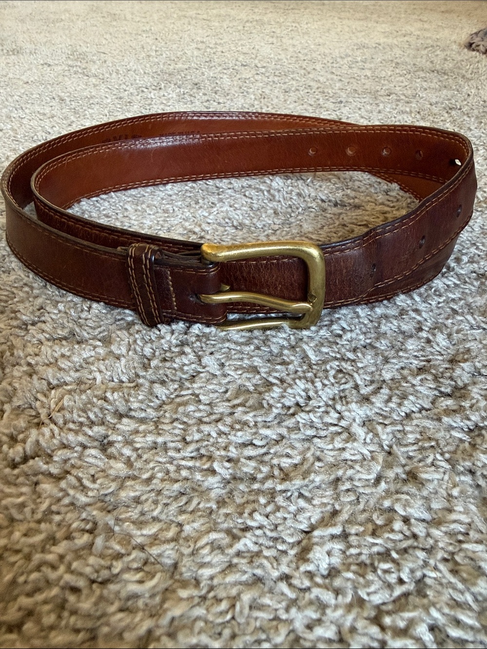 Orvis Brown Leather Belt with Brass Buckle